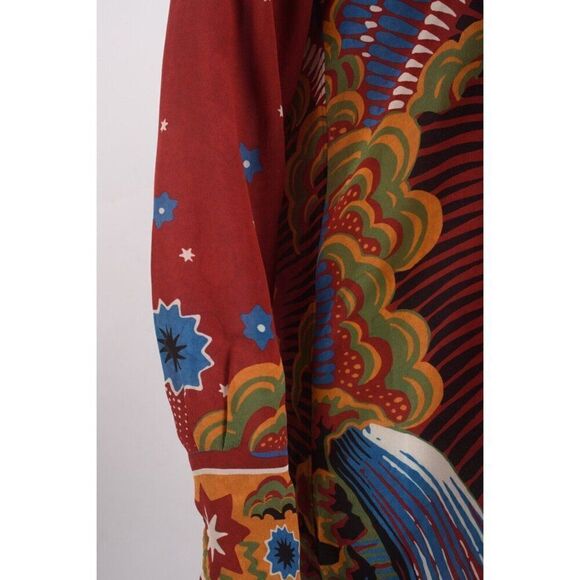 Valentino Womans Volcano Dress Blouse Enchanted Red Printed IT 40 US 4 Silk - Picture 3 of 8